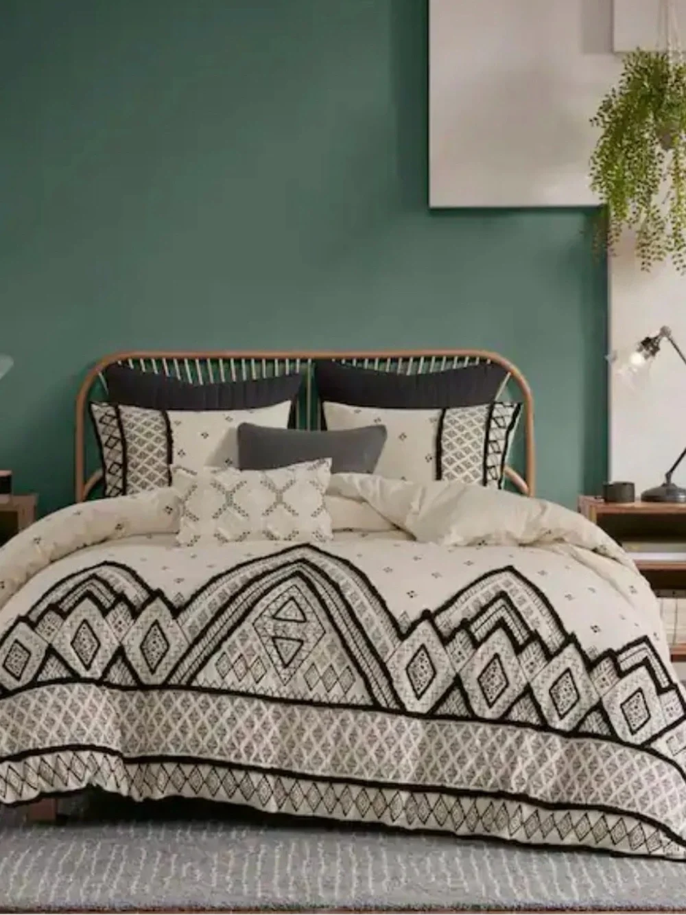 Ink+Ivy Cotton Flax Marta Comforter Chenille Textured Mountain Pattern Trim Full